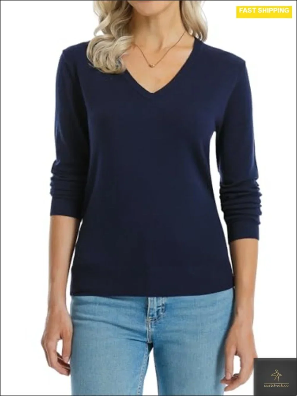 Soft Viscose-Blend Knit Long Sleeve V-Neck Pullover Sweater